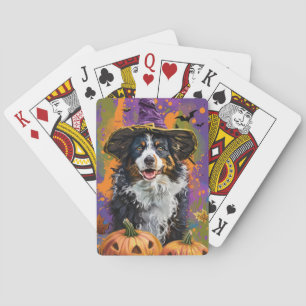 Spooky Australian Shepherd Halloween Hexenkürbis Spielkarten