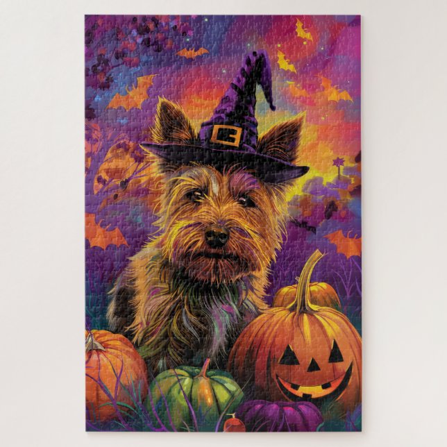 Spooky Australian Terrier Halloween Hexenkürbis (Vertikal)
