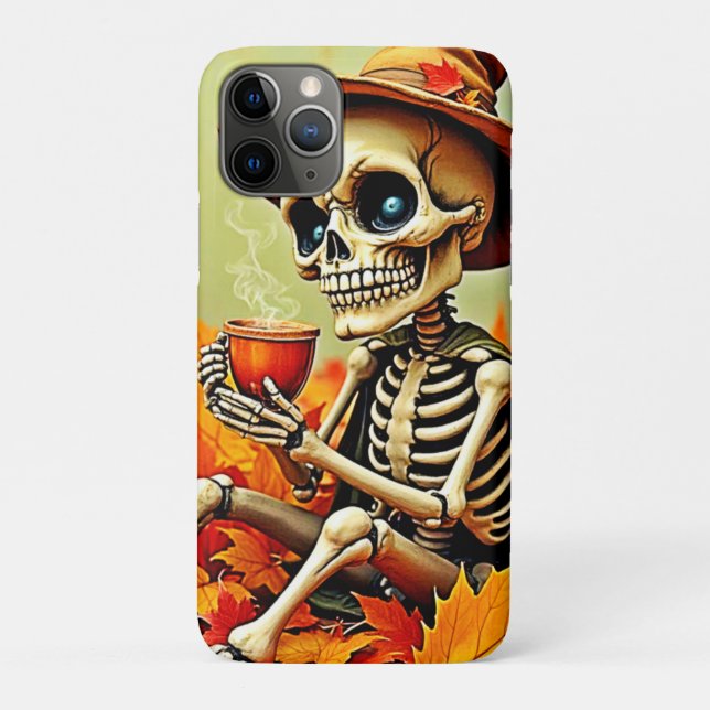 Spooky Autumn Skeleton's Coffee Break Design Case-Mate iPhone Hülle (Rückseite)