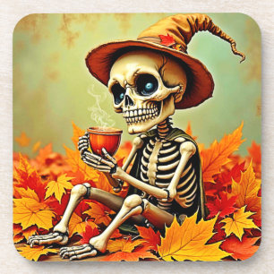 Spooky Autumn Skeleton's Coffee Break Design Getränkeuntersetzer