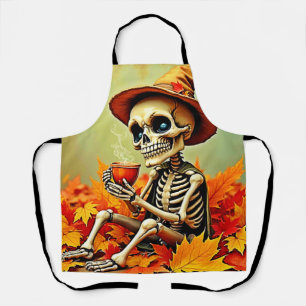 Spooky Autumn Skeleton's Coffee Break Design Schürze