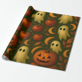 🎃 Spooky Autumn Wrapping Paper – Ghosts, Pumpkins Geschenkpapier