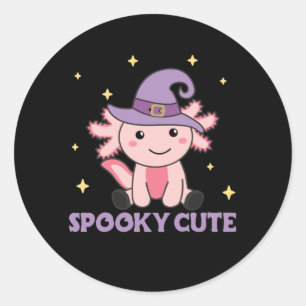 Spooky Axolotl liebt Niedliche Tiere zu Halloween Runder Aufkleber