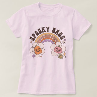 Spooky Babe Blume Pumpkin Rainbow Retro Halloween T-Shirt