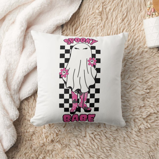 "Spooky Babe" Halloween Ghost - Retro Pink Kissen (Decke)