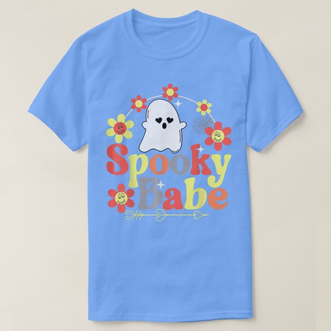 Spooky Babe Halloween Happy Face Groovy Retro 476 T-Shirt (Design vorne)