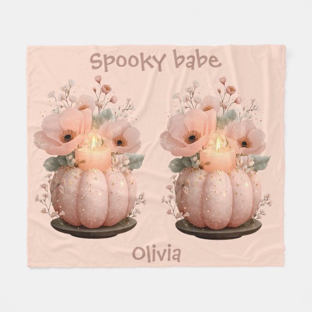 Spooky Babe Pumpkin für Mädchen Fleecedecke (Vorderseite (Horizontal))