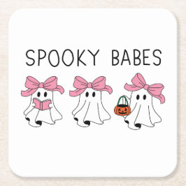 Spooky babes cute ghost rechteckiger pappuntersetzer