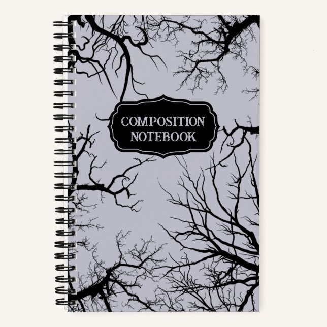 Spooky Bare Branches Goth Notizbuch (Vorderseite)