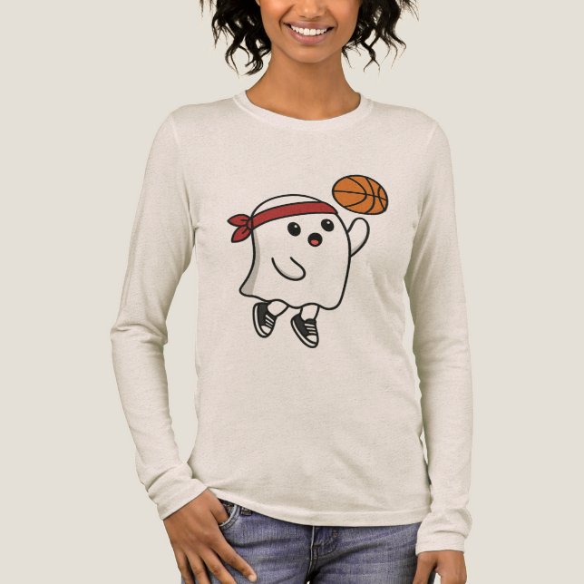 Spooky Basketball Ghost Tri-Blend Shirt (Vorderseite)