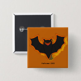 Spooky Bat Halloween Button | Orange Theme