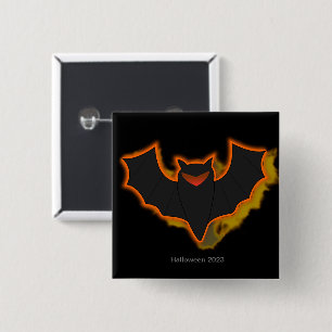 Spooky Bat Halloween Button Schwarzes Thema