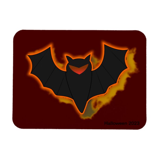 Spooky Bat Halloween Foto Magnet | Red Theme (Horizontal)