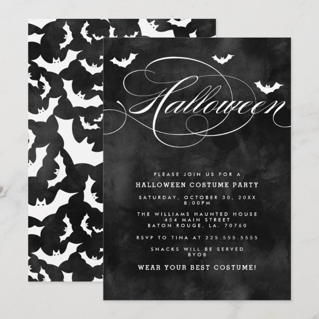 Spooky Bat Halloween-Party Einladung (Vorne/Hinten)