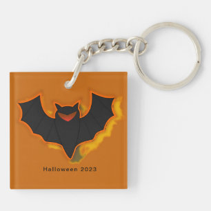 Spooky Bat Halloween Schlüsselanhänger   Orange Th