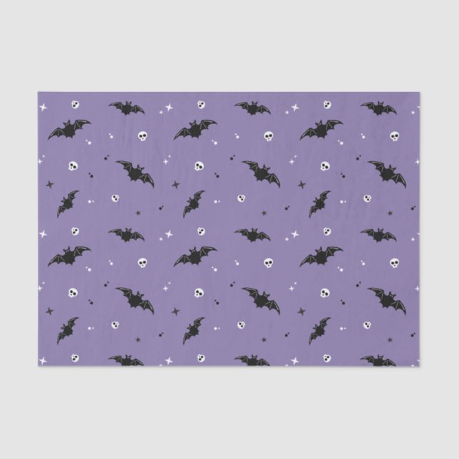 Spooky Bat & Skulls Pattern Halloween-Tissue Seidenpapier (Vorderseite)