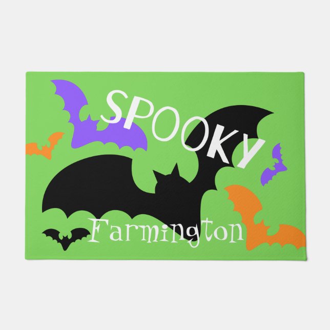 Spooky Bats Green Fußmatte (Vorderseite)