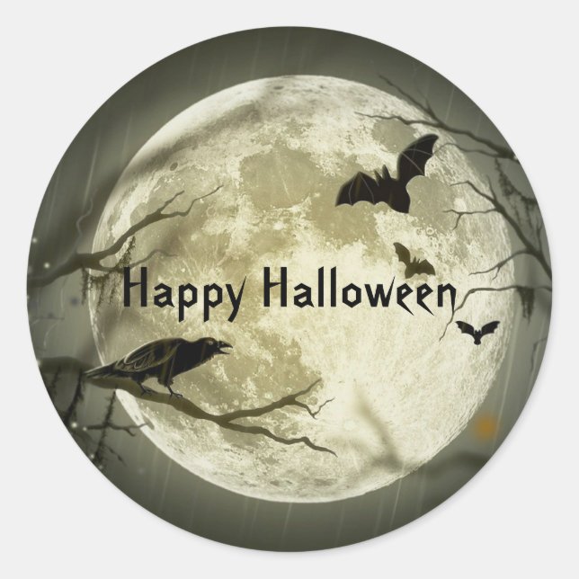 Spooky Bats Halloween Runder Aufkleber (Vorderseite)