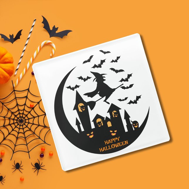 Spooky Bats & Hexen glückliches Halloween Custom Glasuntersetzer (Von Creator hochgeladen)