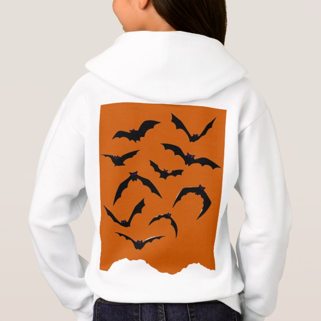 Spooky Bats Moderne glückliche Halloween-Kinder Hoodie (Rückseite)