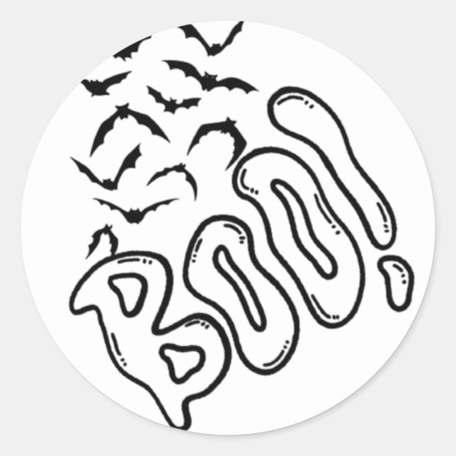 Spooky Bats und Boo Halloween Design Runder Aufkleber (Vorderseite)