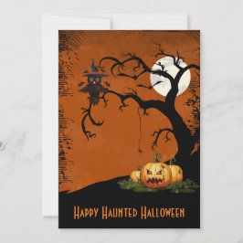 Spooky Bäume Owl Full Moon Halloween Einladung