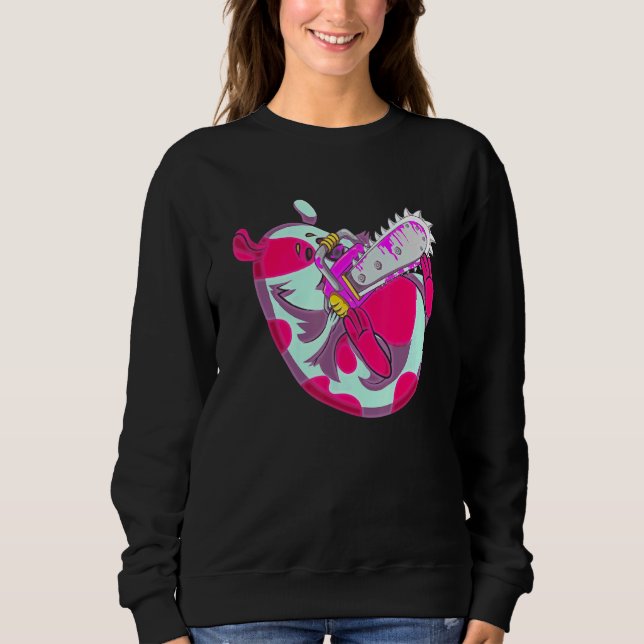 Spooky Beängstigend Vaporwave Art Chainsaw Sweatshirt (Vorderseite)