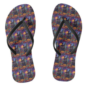 Spooky Belgischer Schäferhund Halloween Hexenkürbi Flip Flops