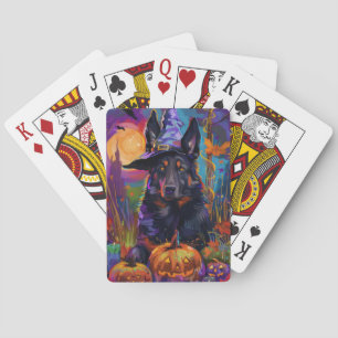 Spooky Belgischer Schäferhund Halloween Hexenkürbi Spielkarten