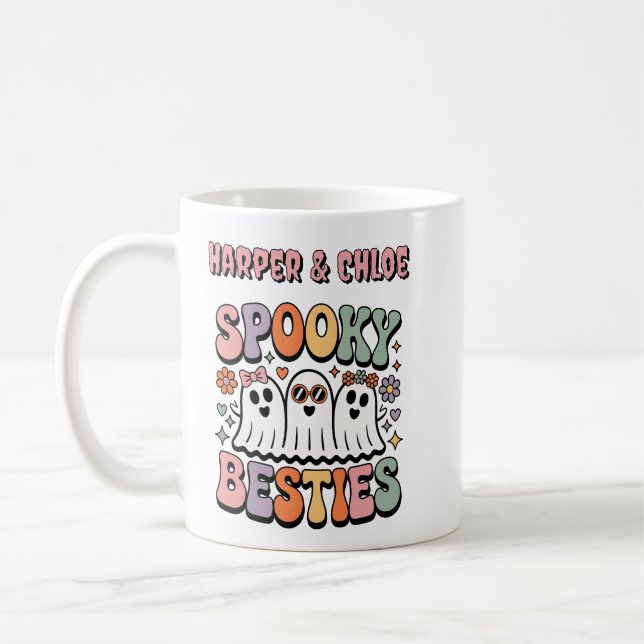 Spooky Besties Pastel Retro Ghost Friends Kaffeetasse (Links)
