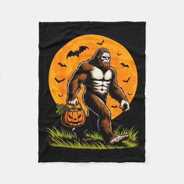 Spooky Bigfoot Halloween Pumpkin Funny Halloween S Fleecedecke (Vorderseite)