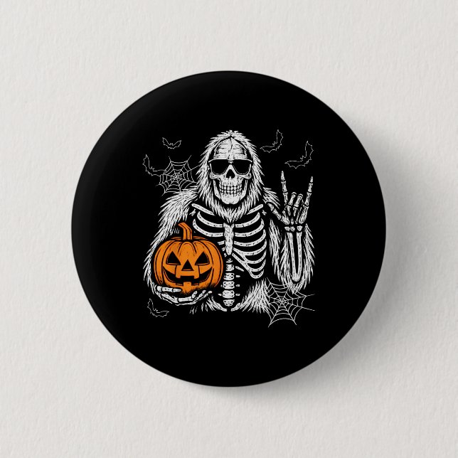 Spooky Bigfoot Kürbislaterne Skeleton Halloween B Button (Vorderseite)