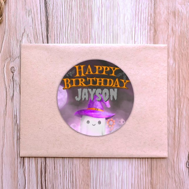 Spooky Birthday Party Classic Round Sticker (Von Creator hochgeladen)