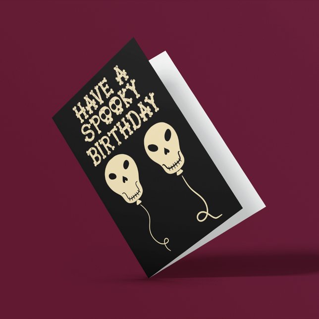 Spooky Birthday Skull Shaped Balloons Karte (Von Creator hochgeladen)