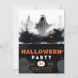 Spooky Black and White Ghost Creepy Halloween Einladung