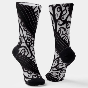 Spooky Black and White Goth Weihnachtssocken Socken
