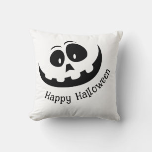 Spooky Black and White Happy Halloween Kissen