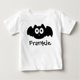 Spooky Black Bat Halloween Personalisierter Name Baby T-shirt