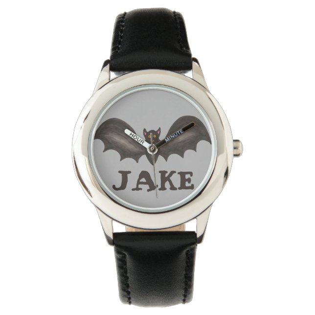 Spooky Black Bat Halloween Trick oder Treat Armbanduhr (Vorderseite)