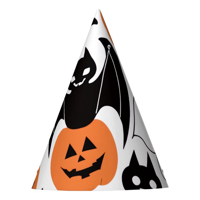 Spooky Black Bats, Ghosts Pumpkins Halloween Partyhütchen (Vorderseite)