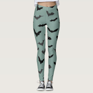 Spooky Black Bats Pattern Halloween Leggings