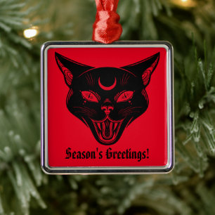 Spooky Black Cat Christmas Ornament Aus Metall