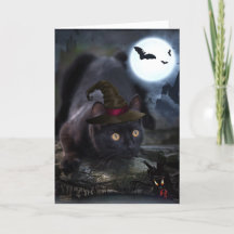 Spooky Black Cat Halloween Card