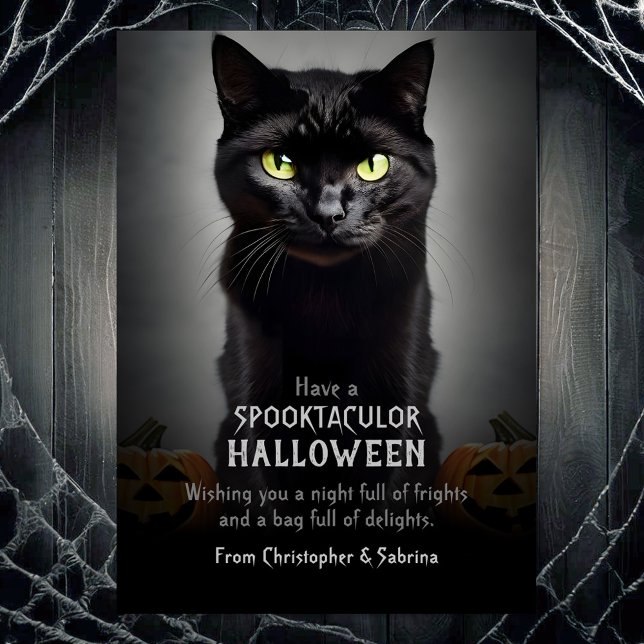 Spooky Black Cat Halloween Gruß Feiertagskarte (Von Creator hochgeladen)