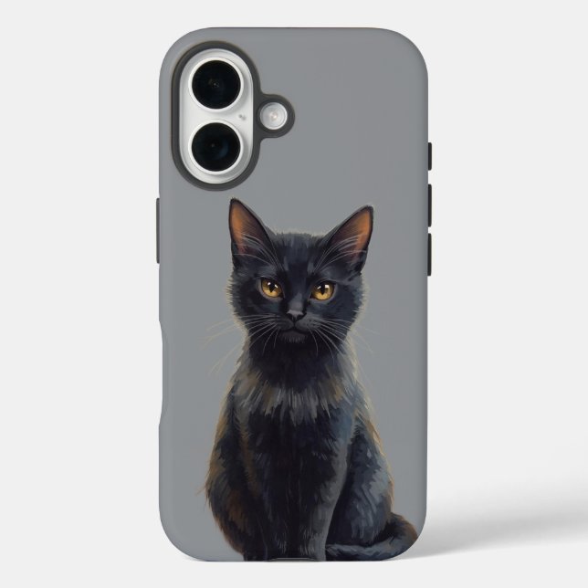 Spooky Black Cat Halloween iPhone 16 Tough Case. Hülle (Rückseite)