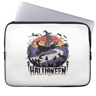 Spooky Black Cat Halloween Night - Vintag Spuk Laptopschutzhülle