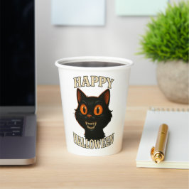 Spooky Black Cat Halloween-Party Pappbecher