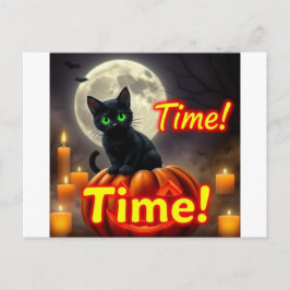 Spooky Black Cat Halloween Postkarte