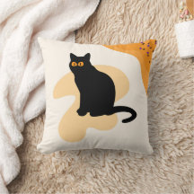 Spooky Black Cat Orange Creepy Eyes Halloween Gesc