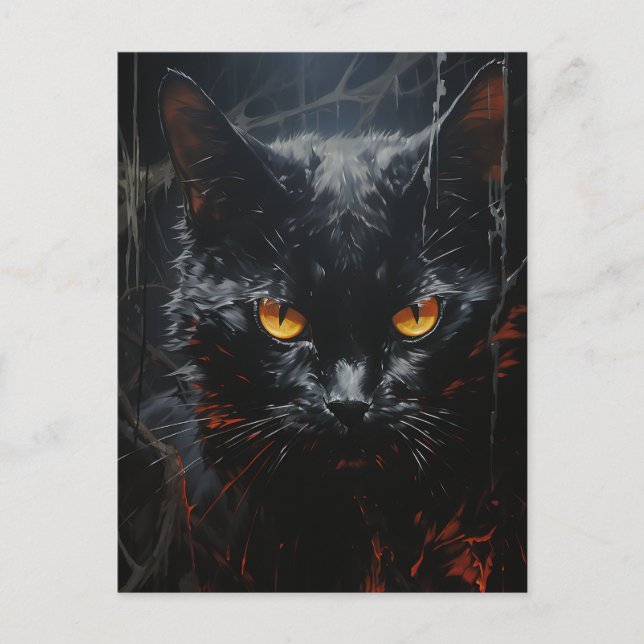 Spooky Black Cat Postkarte (Vorderseite)